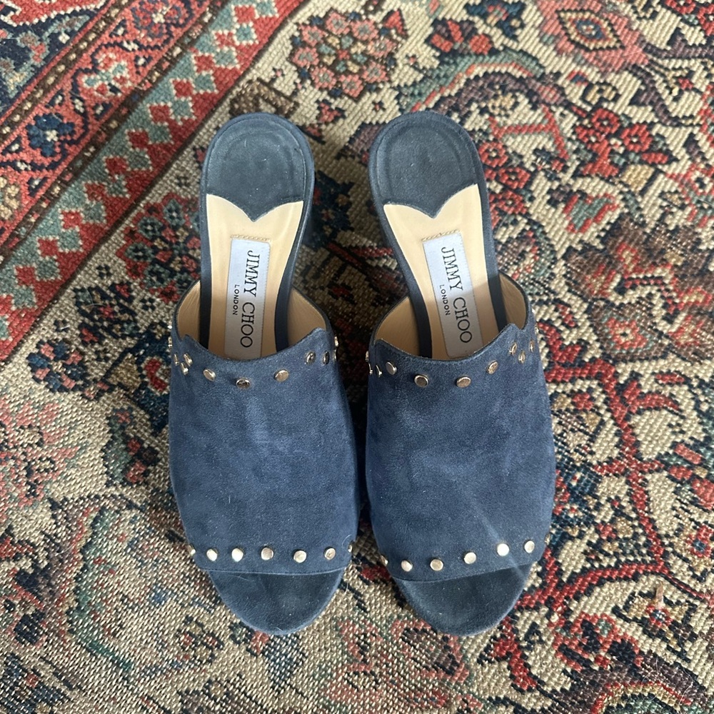 Jimmy Choo Myla Mule in Navy Suede - Picture 4 of 7